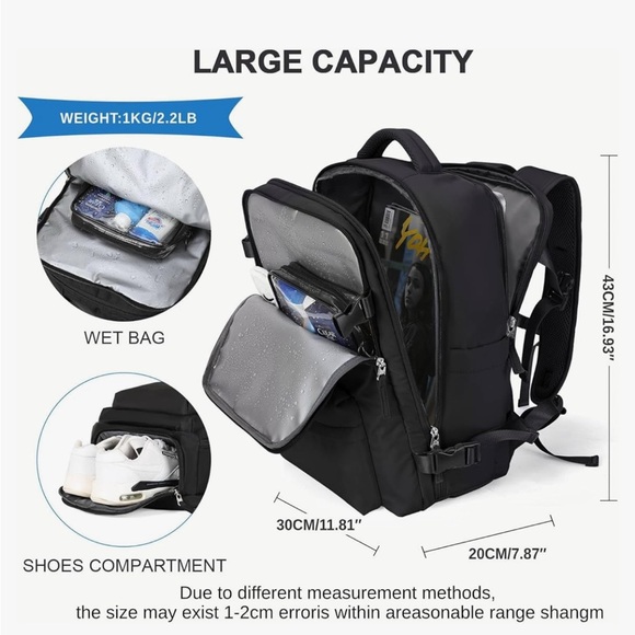 Large Travel Backpack Carry on Flight Approved - Picture 8 of 9